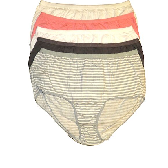 Comfort Choice 5 Pair Cotton Brief Panties Size 10 Plus Size 24W-26W - Picture 1 of 7